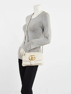 Gucci White Leather Small Arli Crossbody Bag